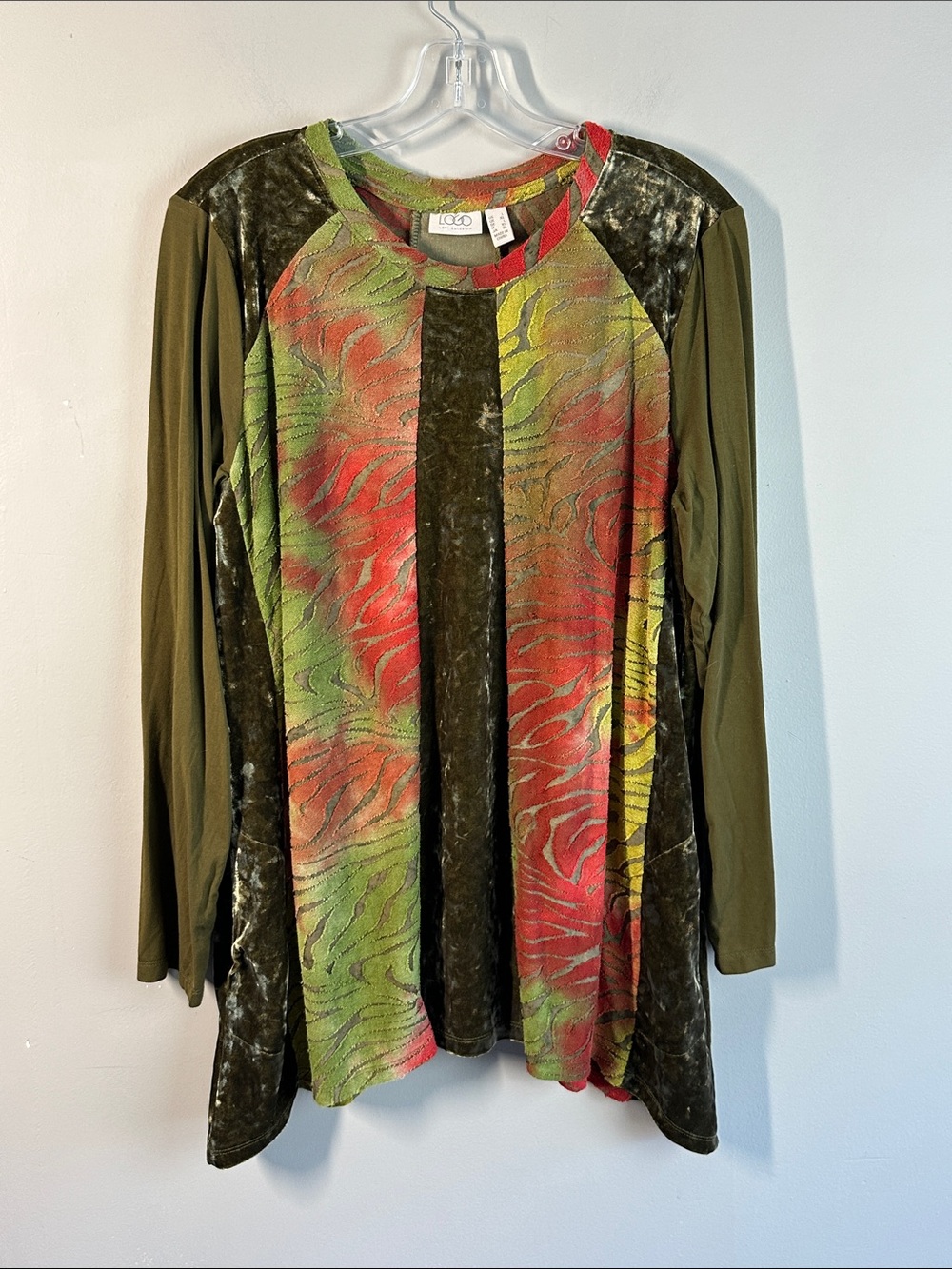 Logo by Lori Goldstein Burnout Velvet Mixed Media Tunic Size L Whimsigoth Vamp